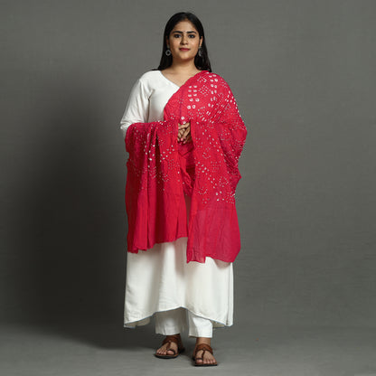 Pink - Kutch Bandhani Tie-Dye Cotton Dupatta 58