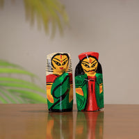 King & Queen - Traditional Burdwan Wood Craft Handpainted Sculpture (Tiny,Set of 2) 46