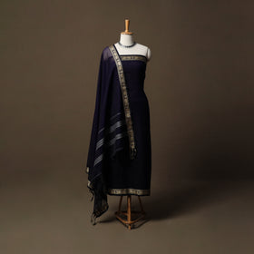Dharwad Mercerised Cotton 3pc Unstitched Dress Material Suit Set with Woven Border 25