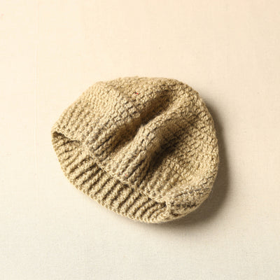 Beige - Kumaun Hand Knitted Woolen Beret Cap 67