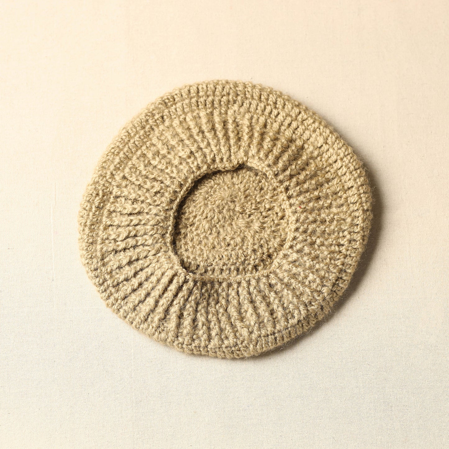 Beige - Kumaun Hand Knitted Woolen Beret Cap 67