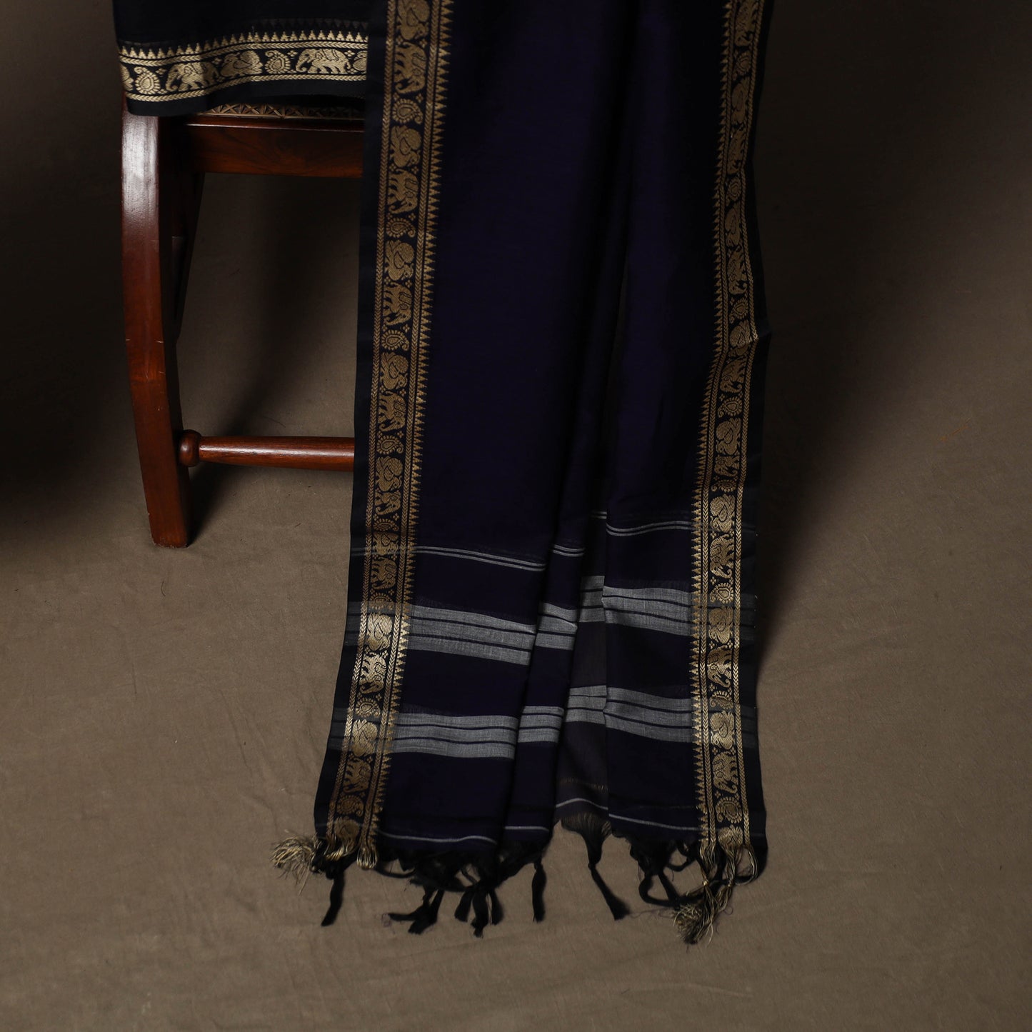 Dharwad Mercerised Cotton 3pc Unstitched Dress Material Suit Set with Woven Border 25