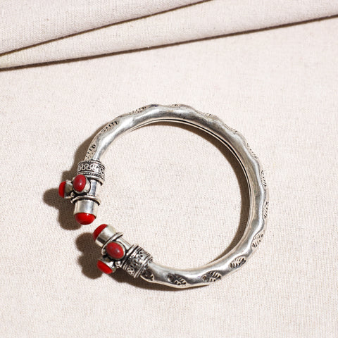 Antique Finish German Silver Stone Bangle / Kada 10