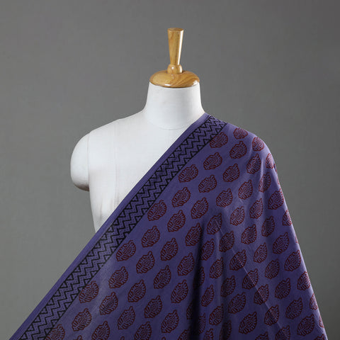 Purple - Natural Dyed Bagh Block Print Mul Cotton Fabric 08