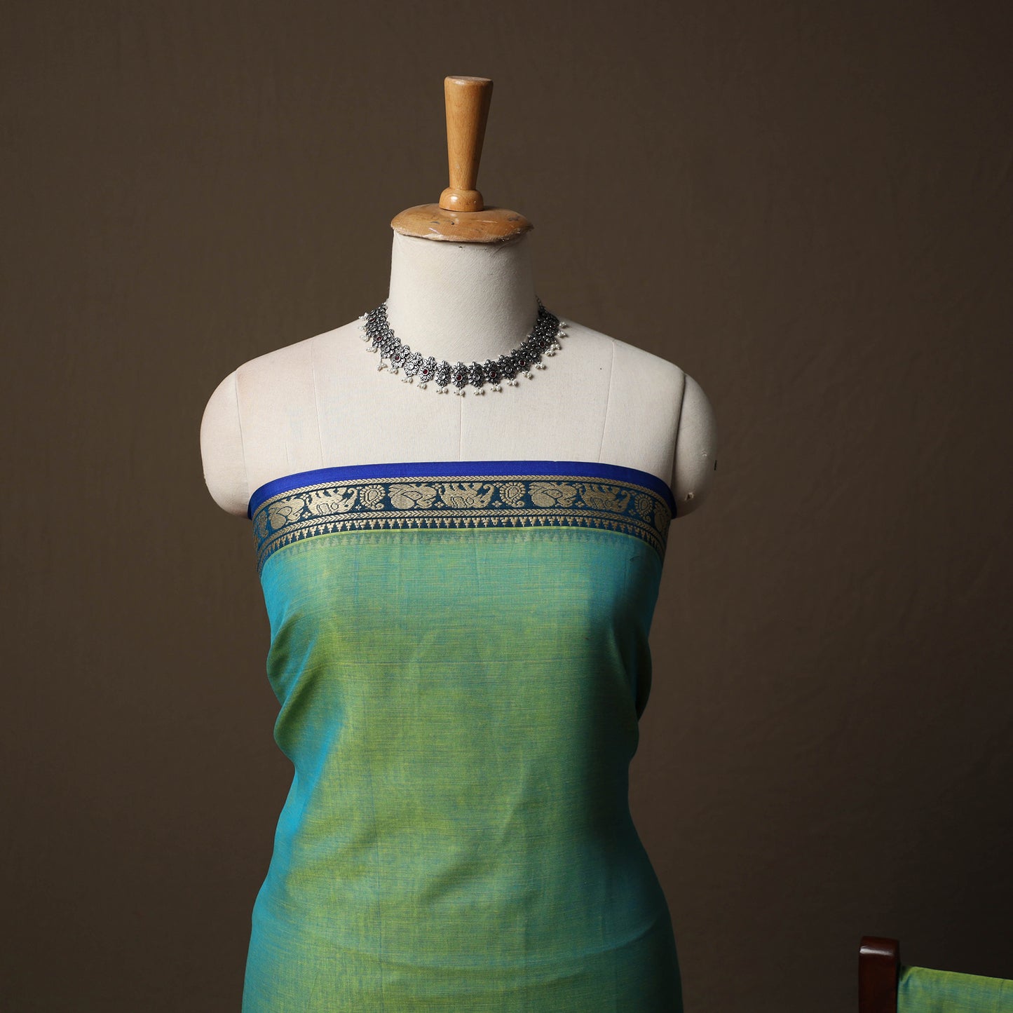 Dharwad Mercerised Cotton 3pc Unstitched Dress Material Suit Set with Woven Border 26