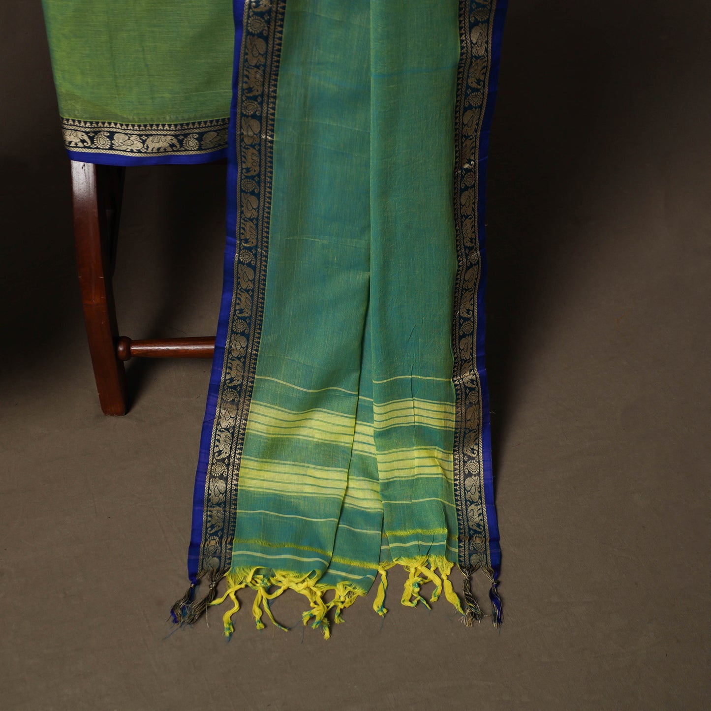 Dharwad Mercerised Cotton 3pc Unstitched Dress Material Suit Set with Woven Border 26