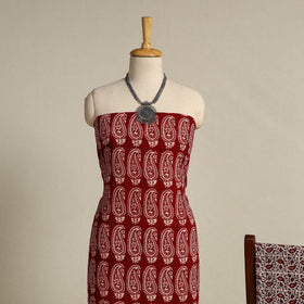 Red 3pc Bagh Print Cotton Dress Material Set