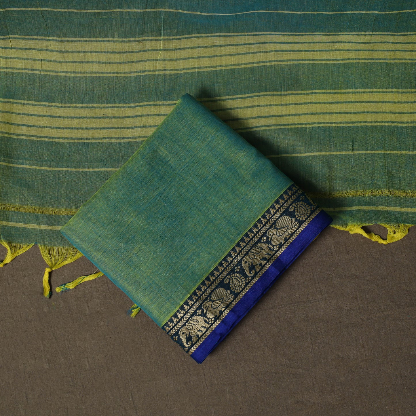Dharwad Mercerised Cotton 3pc Unstitched Dress Material Suit Set with Woven Border 26