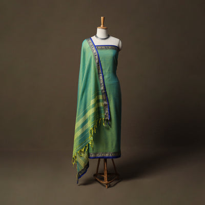 Dharwad Mercerised Cotton 3pc Unstitched Dress Material Suit Set with Woven Border 26