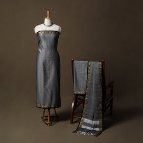Dharwad Mercerised Cotton 3pc Unstitched Dress Material Suit Set with Woven Border 27
