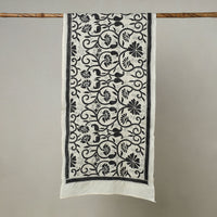 Black - Bengal Kantha Embroidery Handloom Tussar Silk Stole 21