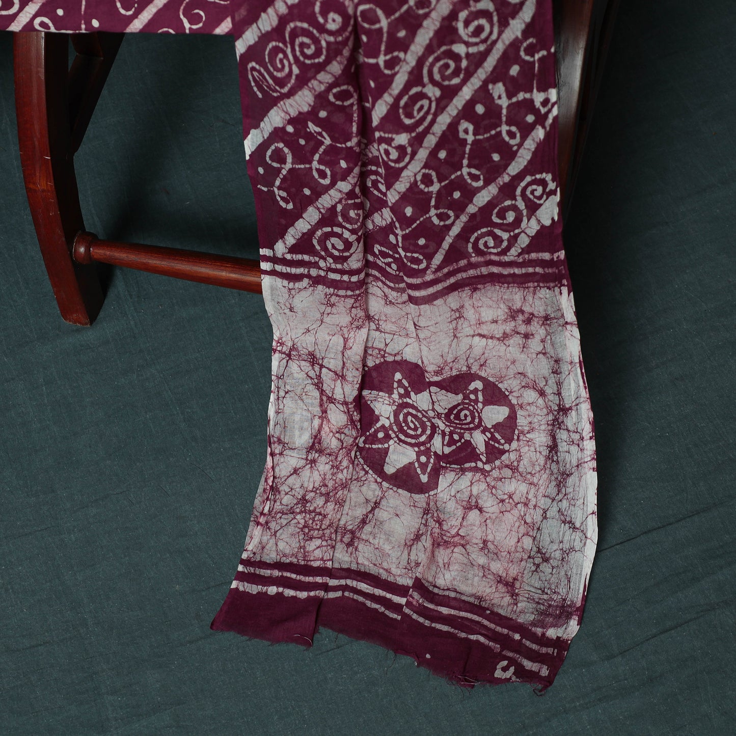 Kutch Hand Block Batik Print Cotton 3pc Unstitched Dress Material Suit Set 03