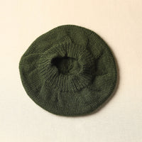 Green - Kumaun Hand Knitted Woolen Beret Cap 74