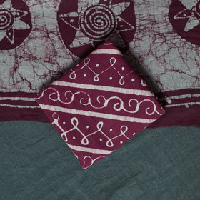 Kutch Hand Block Batik Print Cotton 3pc Unstitched Dress Material Suit Set 03