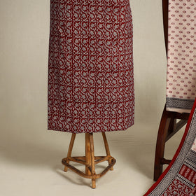 Red 3pc Bagh Print Cotton Dress Material Set