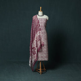 Kutch Hand Block Batik Print Cotton 3pc Unstitched Dress Material Suit Set 03