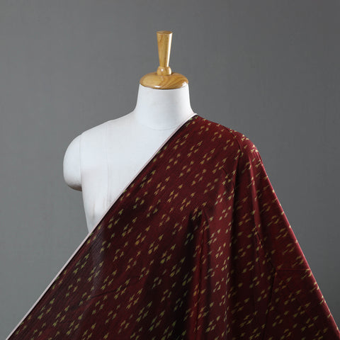 Maroon - Mercerised Cotton Pochampally Ikat Fabric 05