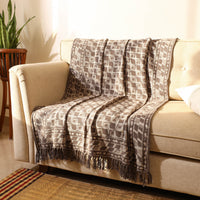 block printed sofa throw