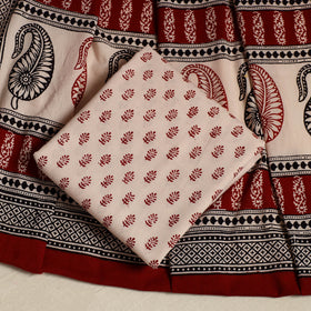 Red 3pc Bagh Print Cotton Dress Material Set