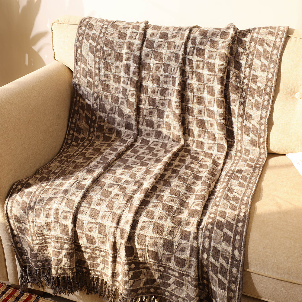 block printed sofa throw