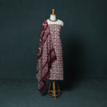 Kutch Hand Block Batik Print Cotton 3pc Unstitched Dress Material Suit Set 04