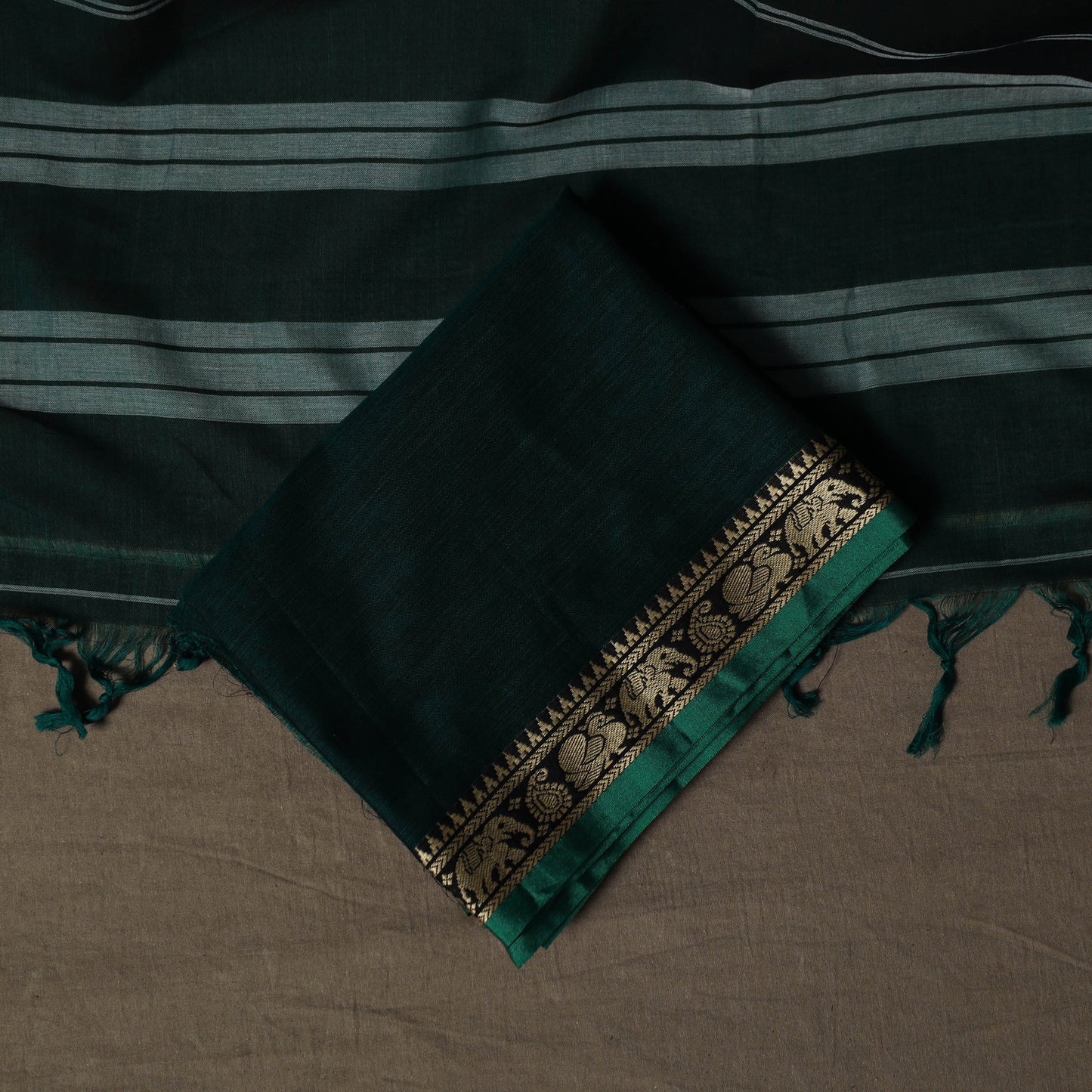Dharwad Mercerised Cotton 3pc Unstitched Dress Material Suit Set with Woven Border 28