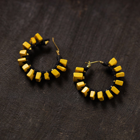 Thread Earring Yellow Buy Handmade Thread Work Earrings Today | iTokri