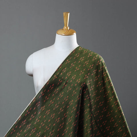 Green - Mercerised Cotton Pochampally Ikat Fabric 08