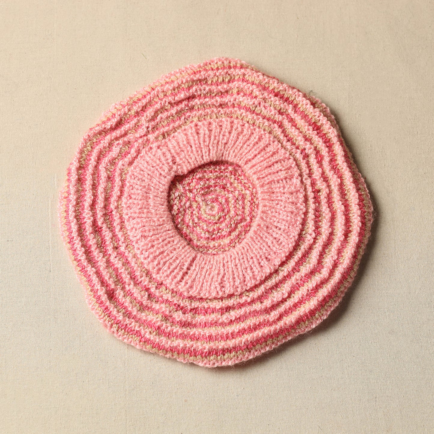 Pink - Kumaun Hand Knitted Woolen Beret Cap 75