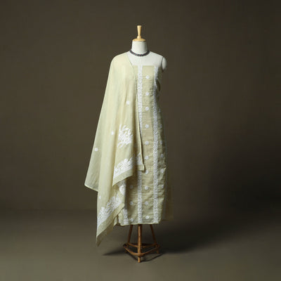 Lucknowi Hand Embroidered Kota Doria Cotton Chikankari 2pc Unstitched Dress Material 135