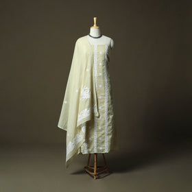 Lucknowi Hand Embroidered Kota Doria Cotton Chikankari 2pc Unstitched Dress Material 135