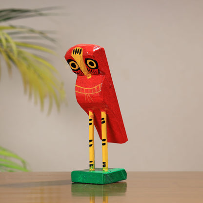Owl - Traditional Burdwan Wood Craft Handpainted Sculpture (Medium) 50