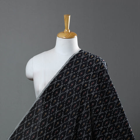 Black - Mercerised Cotton Pochampally Ikat Fabric 09