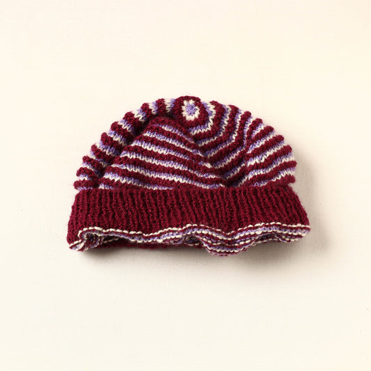 Maroon - Kumaun Hand Knitted Woolen Beret Cap