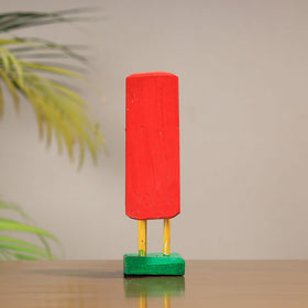 Traditional Red Owl Burdwan Wooden Handpainted Sculpture