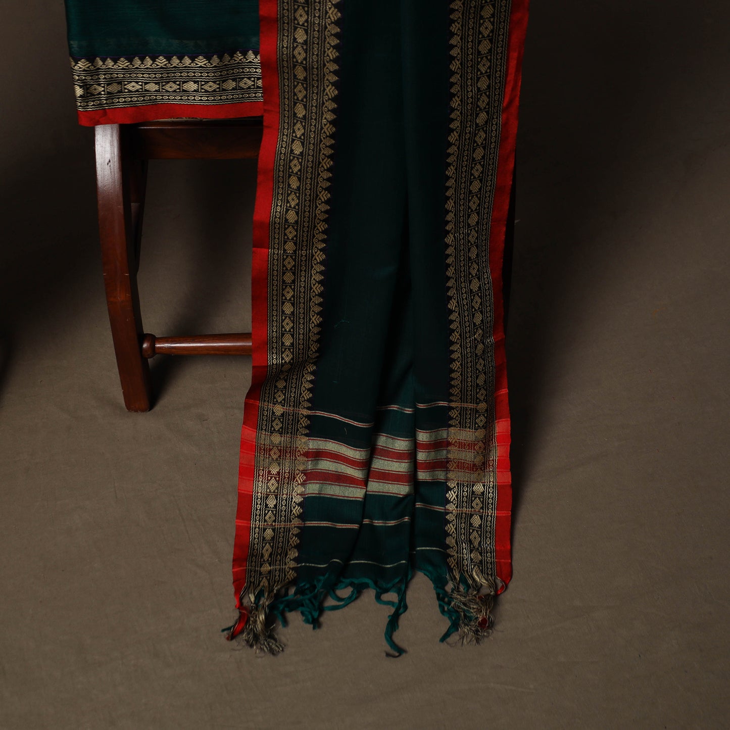 Dharwad Mercerised Cotton 3pc Unstitched Dress Material Suit Set with Woven Border 38
