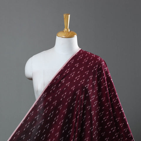 Maroon - Mercerised Cotton Pochampally Ikat Fabric 11