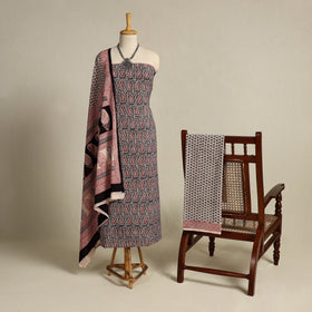 Black 3pc Bagh Print Cotton Dress Material Set