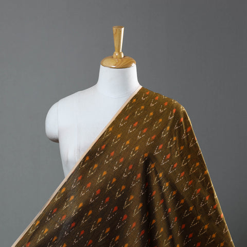 Brown - Mercerised Cotton Pochampally Ikat Fabric 12