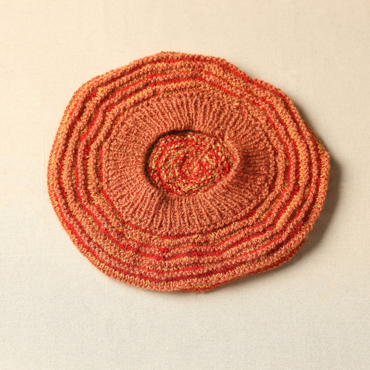 Peach - Kumaun Hand Knitted Woolen Beret Cap 77