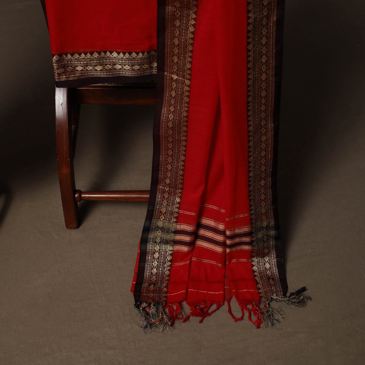 Dharwad Mercerised Cotton 3pc Unstitched Dress Material Suit Set with Woven Border 39