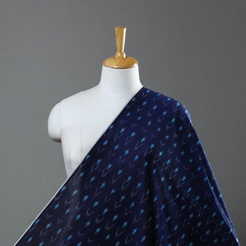 Blue - Mercerised Cotton Pochampally Ikat Fabric 13