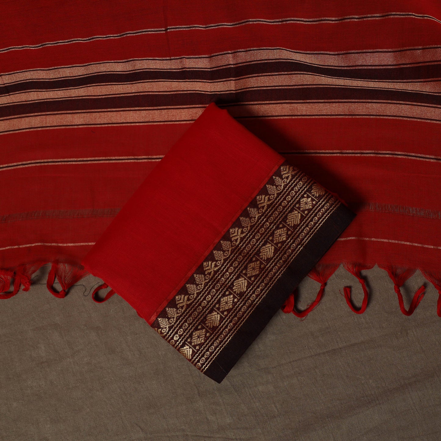 Dharwad Mercerised Cotton 3pc Unstitched Dress Material Suit Set with Woven Border 39