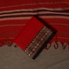 Dharwad Mercerised Cotton 3pc Unstitched Dress Material Suit Set with Woven Border 39