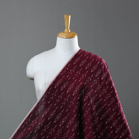 Maroon - Mercerised Cotton Pochampally Ikat Fabric 16