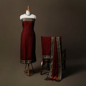 Dharwad Mercerised Cotton 3pc Unstitched Dress Material Suit Set with Woven Border 29