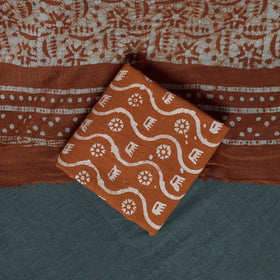 Kutch Hand Block Batik Print Cotton 3pc Unstitched Dress Material Suit Set 06
