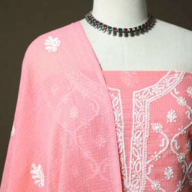 Lucknowi Hand Embroidered Kota Doria Cotton Chikankari 2pc Unstitched Dress Material 133