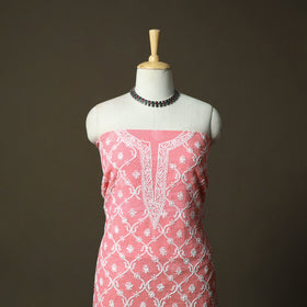 Lucknowi Hand Embroidered Kota Doria Cotton Chikankari 2pc Unstitched Dress Material 133