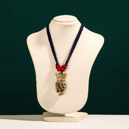 Tribal Handmade Dokra Owl Pendant Necklace